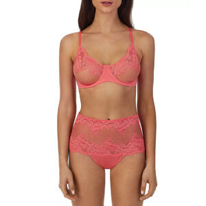 Le Mystere Lace Allure Unlined Underwire Demi Bra Sweet Coral 32B 2057